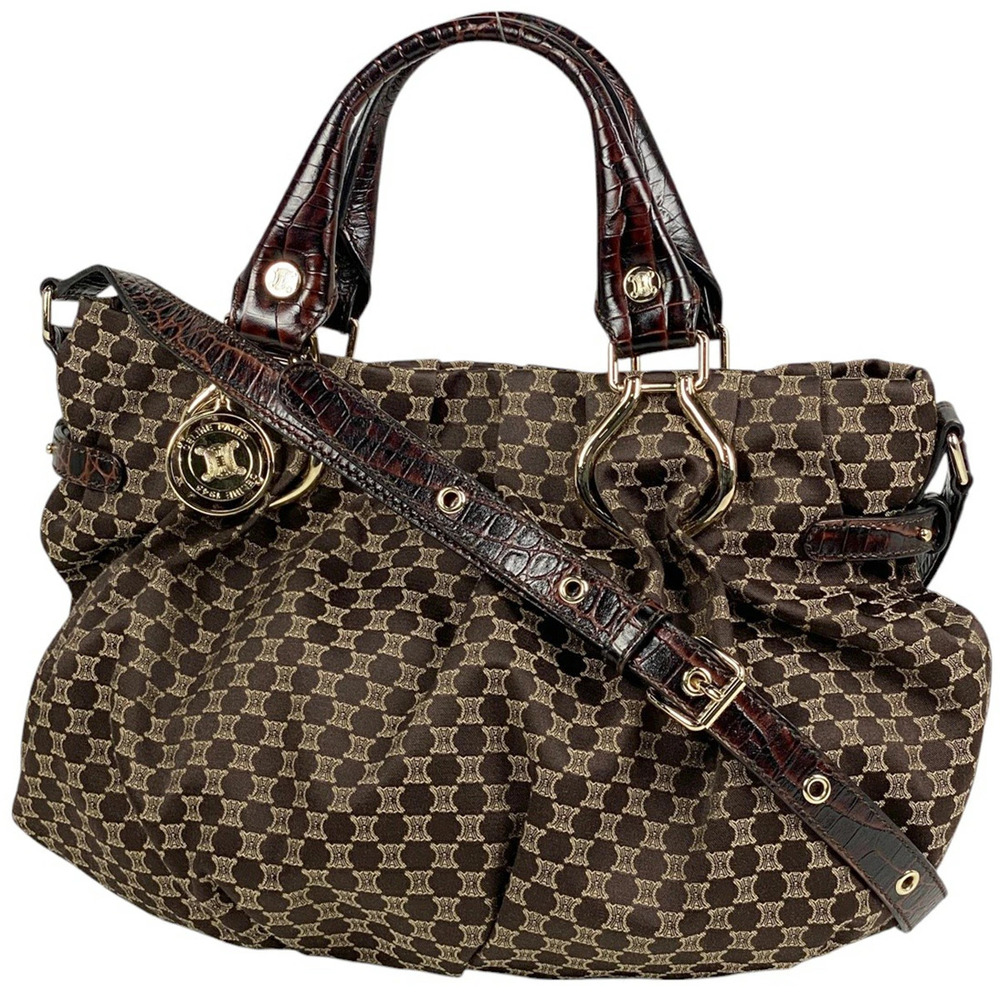Celine Macadam shoulder bag handbag canvas brown - Picture 1 of 5